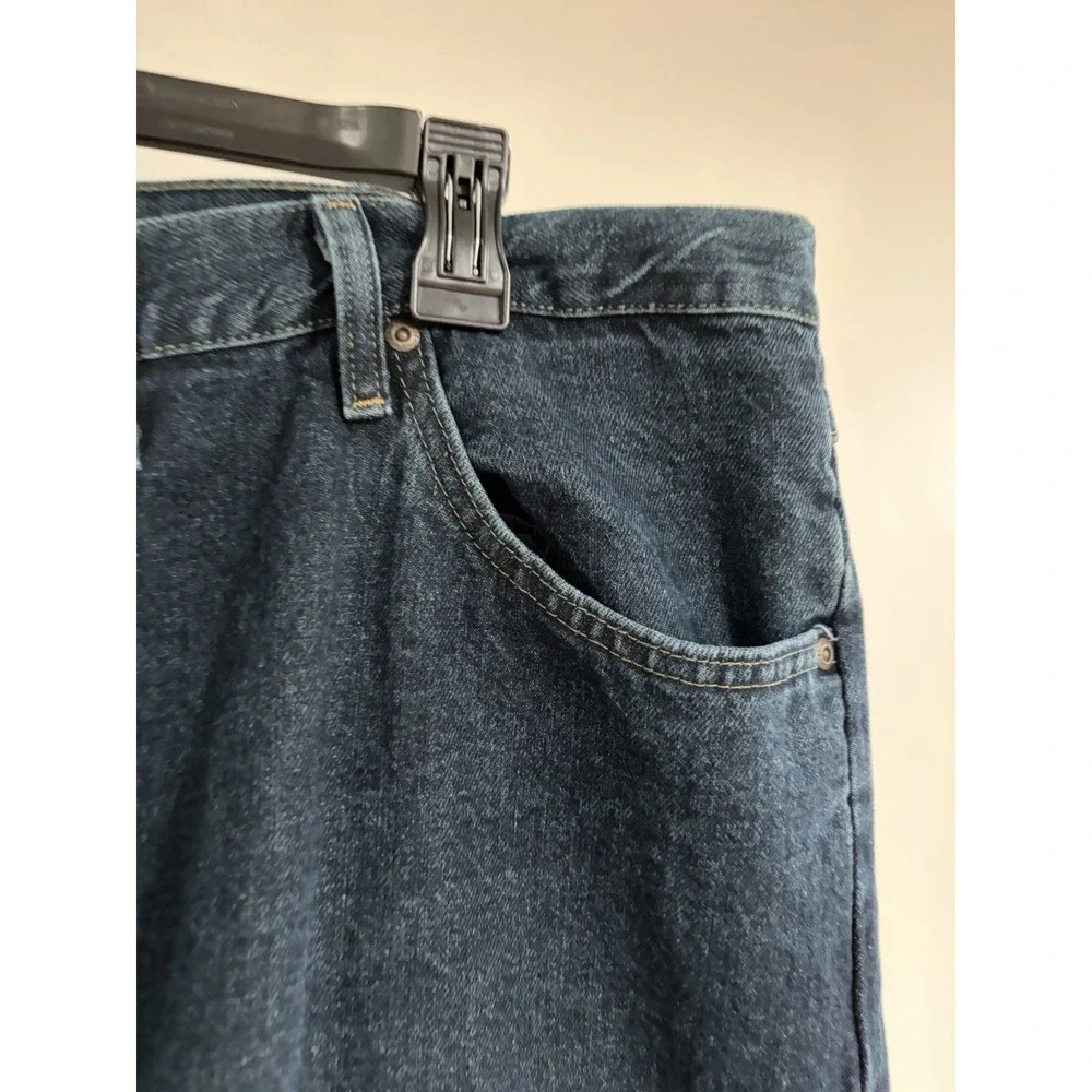 Wrangler Authentic mens jeans dark denim waist 44 inseam‎ 32 cotton EUC A11